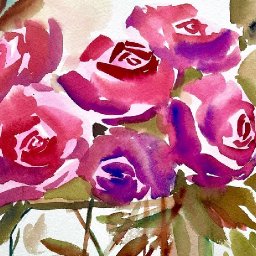 Patron Watercolor roses in vase painting