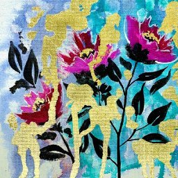 Abstract Floral with experimental techniques  🌟🎨 How to paint acrylics for beginners