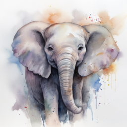 Zoom Watercolor Elephant 