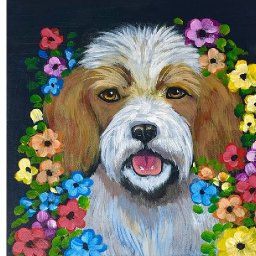 Cute Dog and Flowers 🌟🎨 How to paint acrylics for beginners: Paint Night at Home