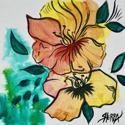 Abstract Hibiscus Flower How to Draw and Paint tutorial for Beginners: Acrylic August | Day 7