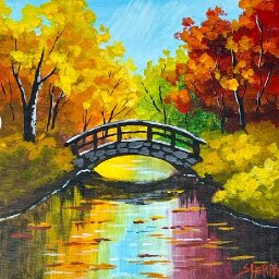 Autumn Bridge landscape  How to Draw and Paint tutorial for Beginners: Acrylic August | Day