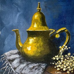 Brass teapot Still life 🌟🎨 How to Draw and Paint tutorial for Beginners: Acrylic August | Day 24