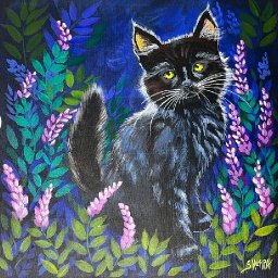 Black Kitten night Garden 🌟🎨 How to  Paint tutorial for Beginners: Acrylic August | Day 31