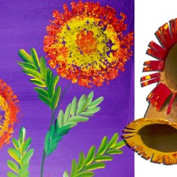 Marigolds with Toilet Paper Roll Painting Techniques for Beginners VERY Easy Step by Step