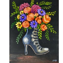 Witches boot Flowers How to Draw and Paint tutorial for Beginners 13 Days of Halloween