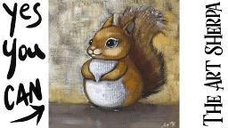 Cute Squirrel 🌟🎨 How to Draw and Paint tutorial for Beginners: paint night at home