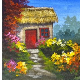 Thatched Cottage Flower garden  How to Draw and Paint tutorial for Beginners #art #painting