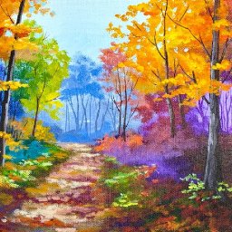 Autumn path 🌟🎨 How to Draw and Paint tutorial for Beginners | paint night at home