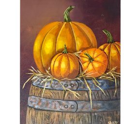 Fall Pumpkins on A wood Barrel  How to Draw and Paint tutorial for Beginners #art #painting