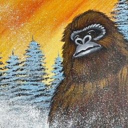 Sasquatch in Snowy pines  How to Draw and Paint tutorial for Beginners 13 days of Halloween