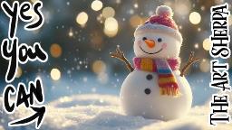 Colorful Snowman with Bokeh 🌟🎨 How to Draw and Paint tutorial for Beginners | Winter Wonder 2024