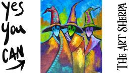 Abstract witches  How to Draw and Paint tutorial for Beginners 13 days of Halloween