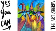 Abstract witches  How to Draw and Paint tutorial for Beginners 13 days of Halloween