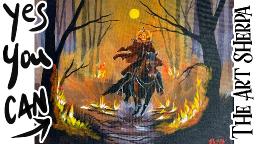 Headless Horseman 🌟🎨 How to  Paint tutorial for Beginners 13 days of Halloween