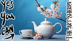 Teapot cherry blossom Still life  How to Draw and Paint tutorial for Beginners #art #painting