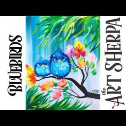 Easy acrylic painting Happy Blue bird mama and Baby with flowers #playlive #derpsquad