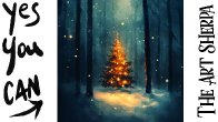 Christmas tree  🌟🎨 How to Draw and Paint tutorial for Beginners Winter Wonder 2024 #art #painting