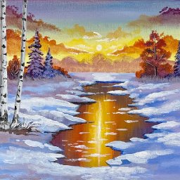 Sunset Winter Landscape 🌟🎨 How to Draw and Paint tutorial for Beginners Winter Wonder #art #painting