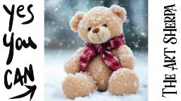 Winter Teddy Bear in the Snow 🌟🎨 How to Draw and Paint tutorial for Beginners