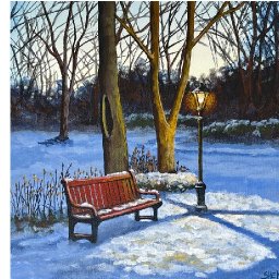 Winter Landscape Red Bench and glowing lamppost 🌟🎨 Painting tutorial step by step | The Art Sherpa