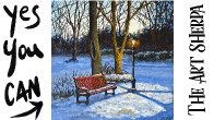 Winter Landscape Red Bench and glowing lamppost 🌟🎨 Painting tutorial step by step | The Art Sherpa