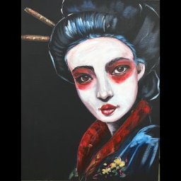 Geisha inspired painting lesson in Acrylic Paint  #5 About Face Big Art Quest