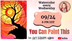 The Art Sherpa Show / Watercolor Sunset Tree Holding the Sun