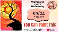 The Art Sherpa Show / Watercolor Sunset Tree Holding the Sun