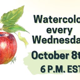 The Art Sherpa Show | Watercolor Red Apple on Branch