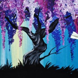 Wisteria Willow Tree Q Tip Painting Technique for BEGINNERS EASY Acrylic Painting