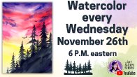 The Art Sherpa Show | Sunset With Tree Silhouette Watercolor
