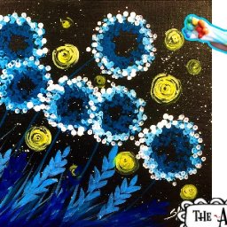 Easy Q-Tip Dandelion and Fireflies Acrylic Painting on Canvas STEP By STEP Beginner Painting