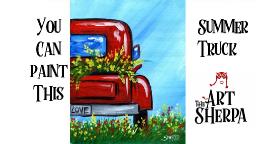 Easy How to paint an Old Red Truck Step by step | TheArtSherpa