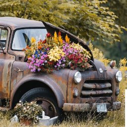 How to paint a Rusted vintage Truck with Flowers Acrylic Tutorial | TheArtSherpa