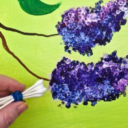 LILACS Cotton Swabs Painting Technique for BEGINNERS EASY Acrylic Painting