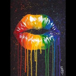 Beginners Drippy Rainbow Lips  Acrylic Painting on Canvas  #LisaFrankInspired