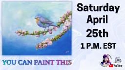 Blue Robin on a Branch | Easy Beginner Acrylic