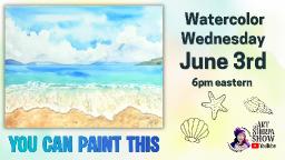 Blue Sky Sand and Waves | Easy Beginner Watercolor