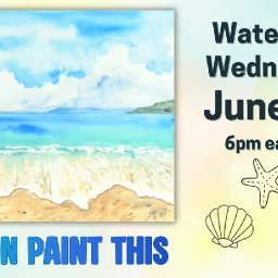 Blue Sky Sand and Waves | Easy Beginner Watercolor