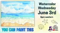 Blue Sky Sand and Waves | Easy Beginner Watercolor