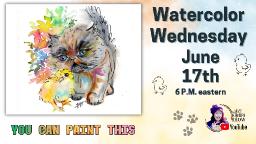Kitten and Baby Chick Line and Wash| Easy Beginner Watercolor