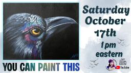 Crow in Black | Easy Beginning Acrylic Step by Step