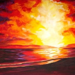 Sunset  at the BEACH Beginners Acrylic Step by step