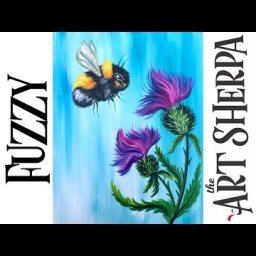 How to paint A fuzzy Bumble bee and Thistles with Acrylic #playlive #derpsquad