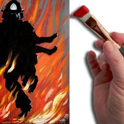 Easy Fire acrylic Painting tutorial Fireman Rescue