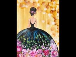 Girl in a Party Dress  Acrylic Painting on Canvas for Beginners