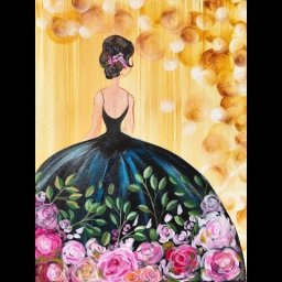 Girl in a Party Dress  Acrylic Painting on Canvas for Beginners