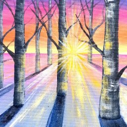 Sunlight through Trees Acrylic Painting Tutorial Beginners on canvas