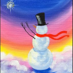 Simple SNOWMAN Christmas Step by Step Acrylic Painting on Canvas for Beginners